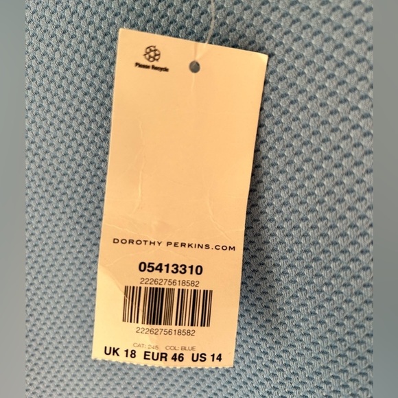 4/$20 Dorothy Perkins  NWT white lined puff short sleeve blue top- Size 14 - Picture 9 of 12